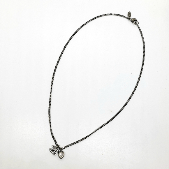 CHANEL Silver Crystal Heart CC Coco Pendant - Picture 4 of 8